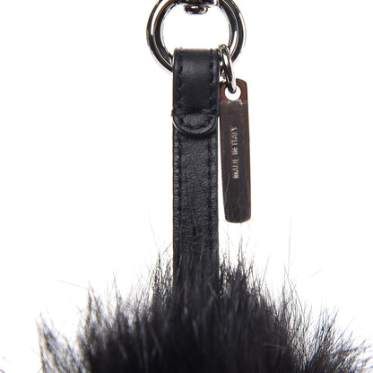 Fendi Mink Fur Crystal Eyed Striped Aristocrats Monster Bag Bug Charm Black White 3 of 5