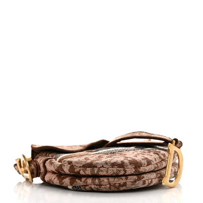 Christian Dior Canvas Embroidered Brocart Saddle Bag Metallic Pink 4 of 12