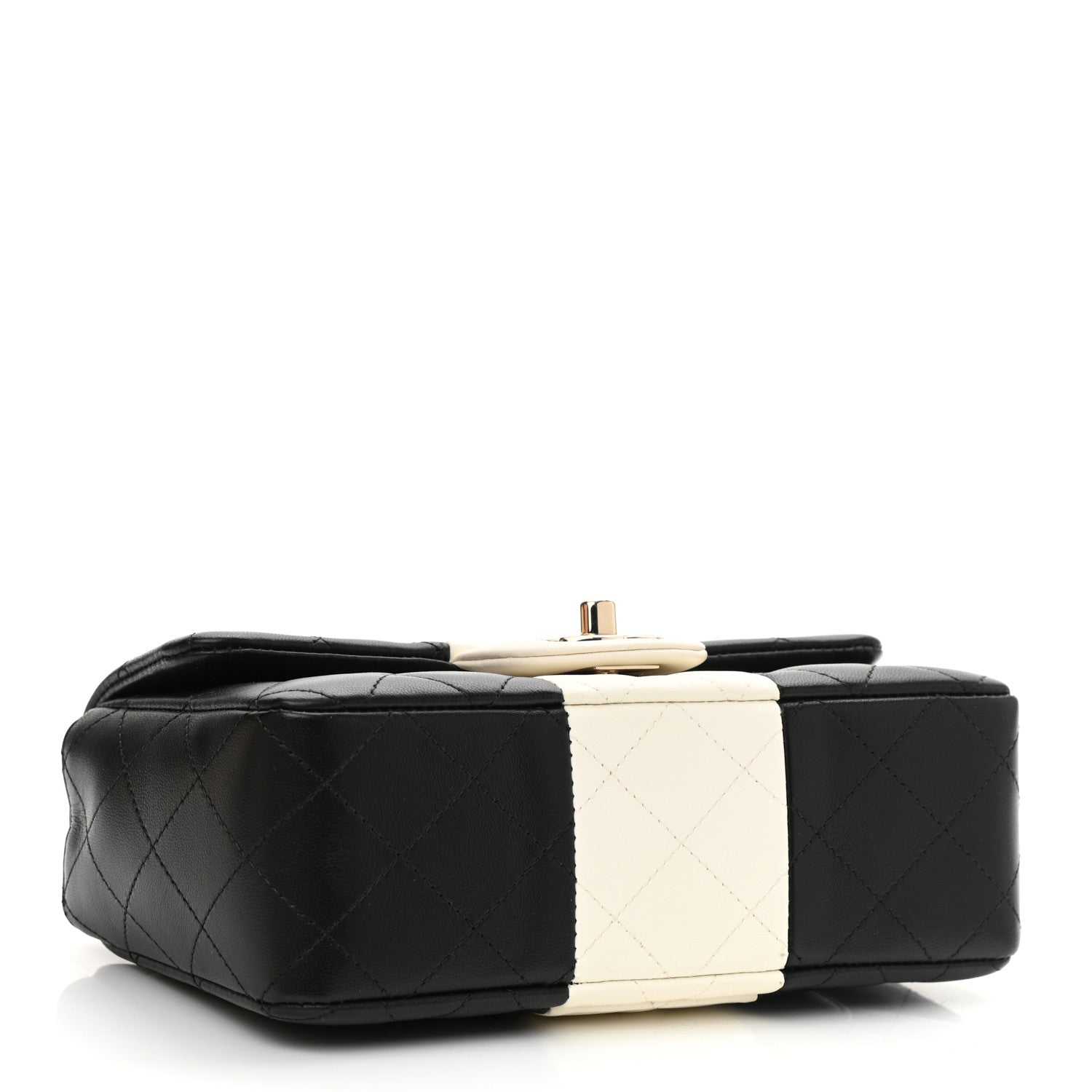 Chanel Lambskin Quilted Mini Rectangular Flap Black White 4 of 10