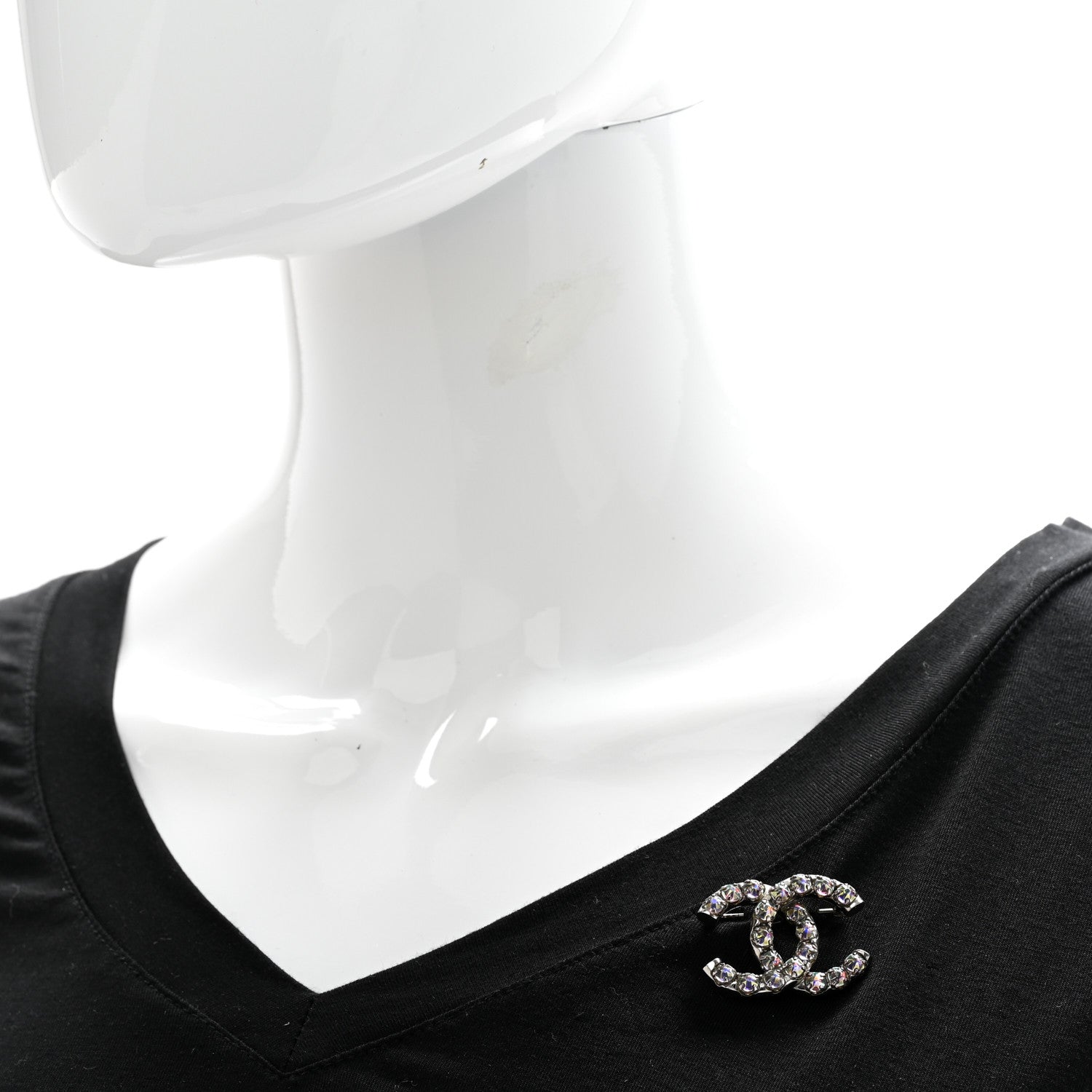 Chanel Crystal CC Brooch Iridescent Silver 2 of 4