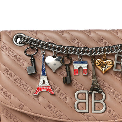 Balenciaga Calfskin BB Matelasse Logo Charms Shoulder Bag Brown 17 of 18