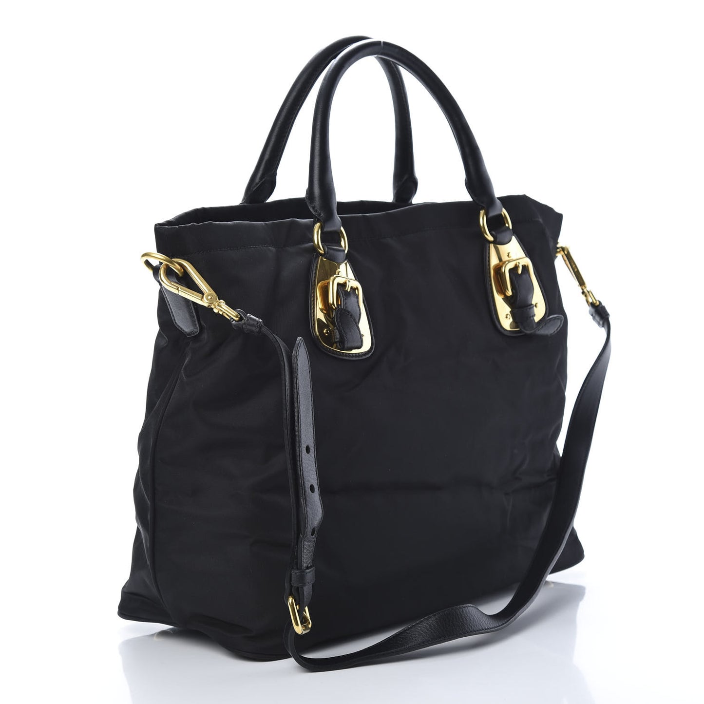 Tessuto Nylon Soft Calfskin Tote Black