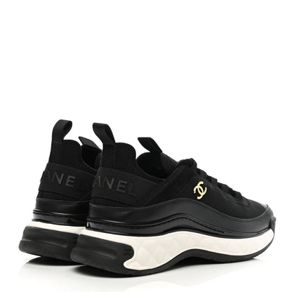 Chanel Velvet Calfskin Mixed Fibers CC Sneakers 36 Black 4 of 9