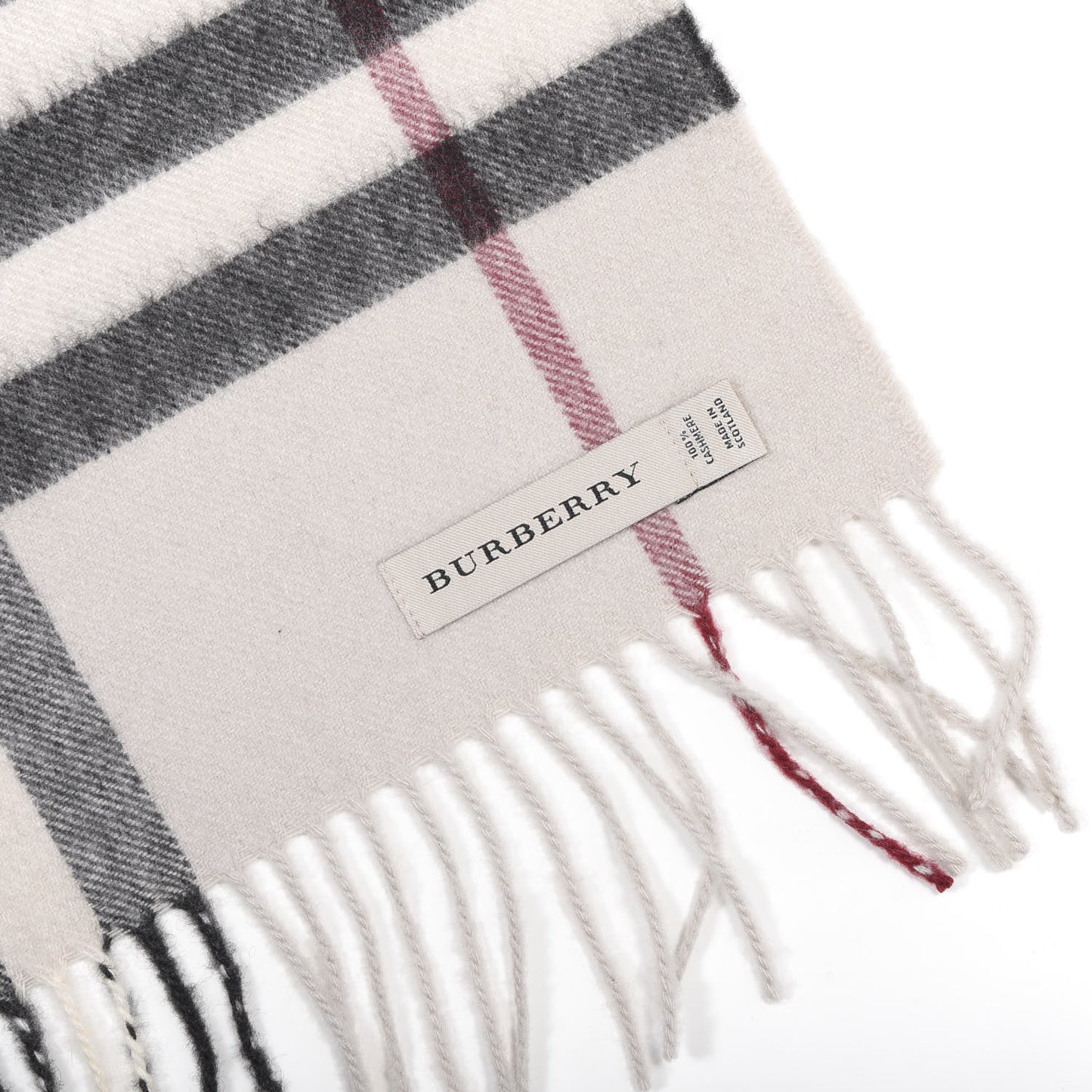 Cashmere Giant Check Fringe Scarf Stone