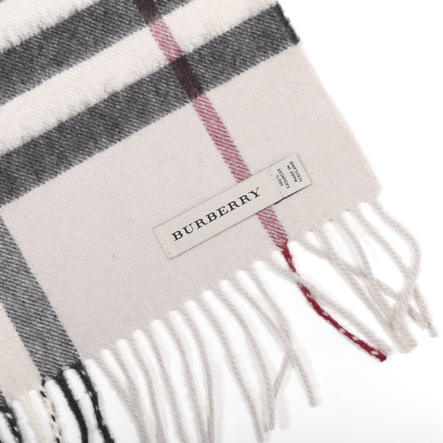 Burberry Cashmere Giant Check Fringe Scarf Stone 4 of 4