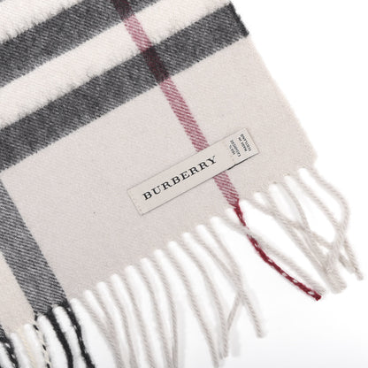 Burberry Cashmere Giant Check Fringe Scarf Stone 4 of 4