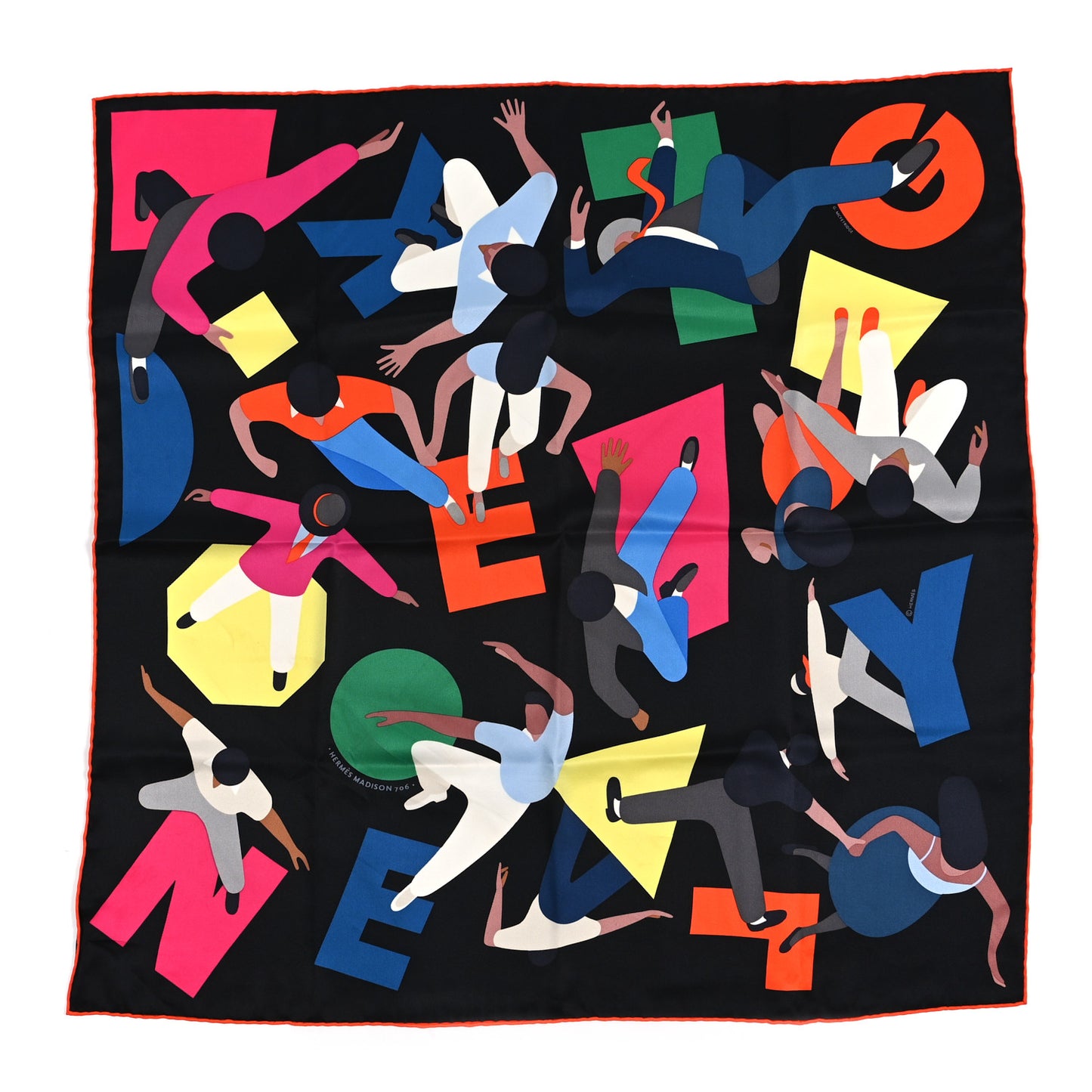 Silk Hommage A Gene Kelly Scarf 70 Black Rose Vif Multicolore