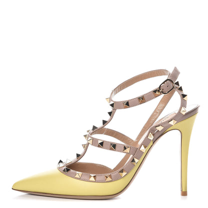 Valentino Garavani Nappa Rockstud Ankle Strap Pumps 39 Yellow Poudre 1 of 10