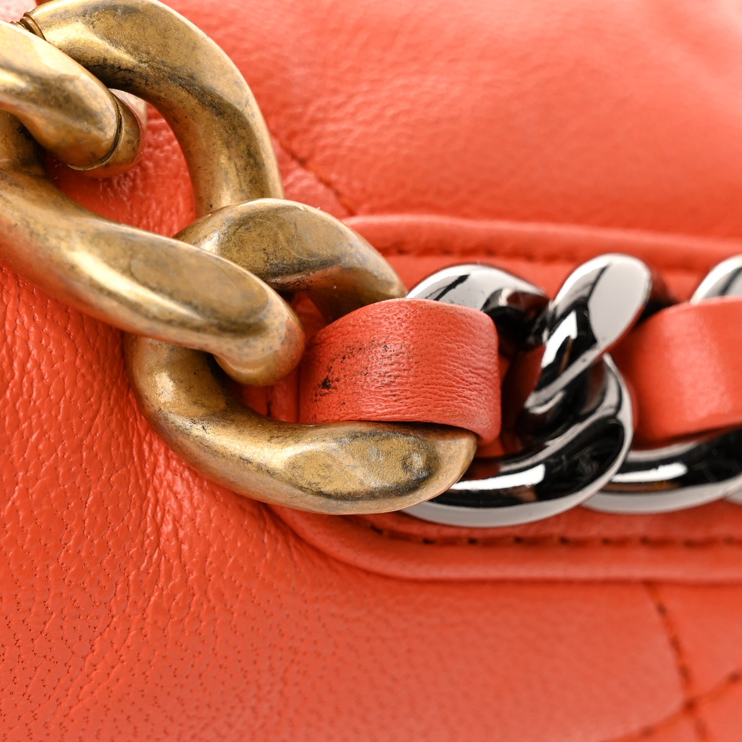 Chanel Goatskin Quilted Medium Chanel 19 Flap Orange 12 of 14
