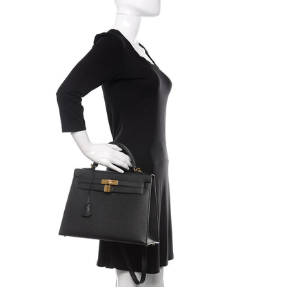 Hermes Epsom Kelly Sellier 32 Black 2 of 15