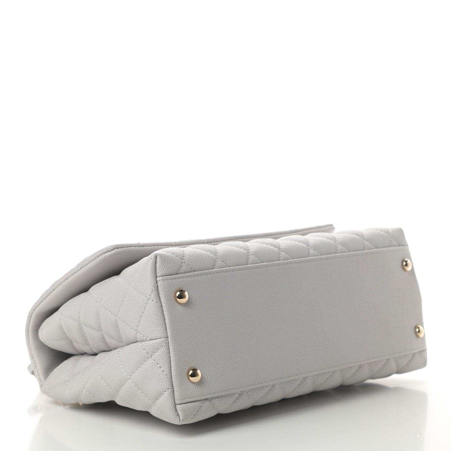 Caviar Quilted Small Coco Handle Flap Light Grey