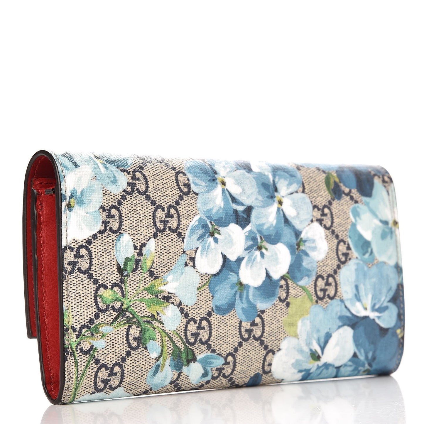 GG Supreme Monogram Blooms Continental Wallet Blue