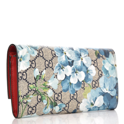 Gucci GG Supreme Monogram Blooms Continental Wallet Blue 3 of 6