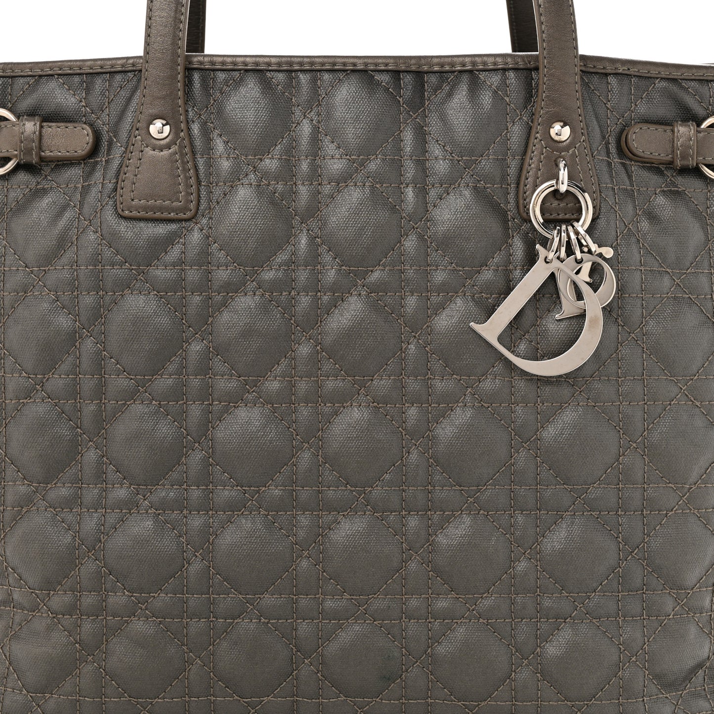 Coated Canvas Cannage Medium Panarea Tote Grey