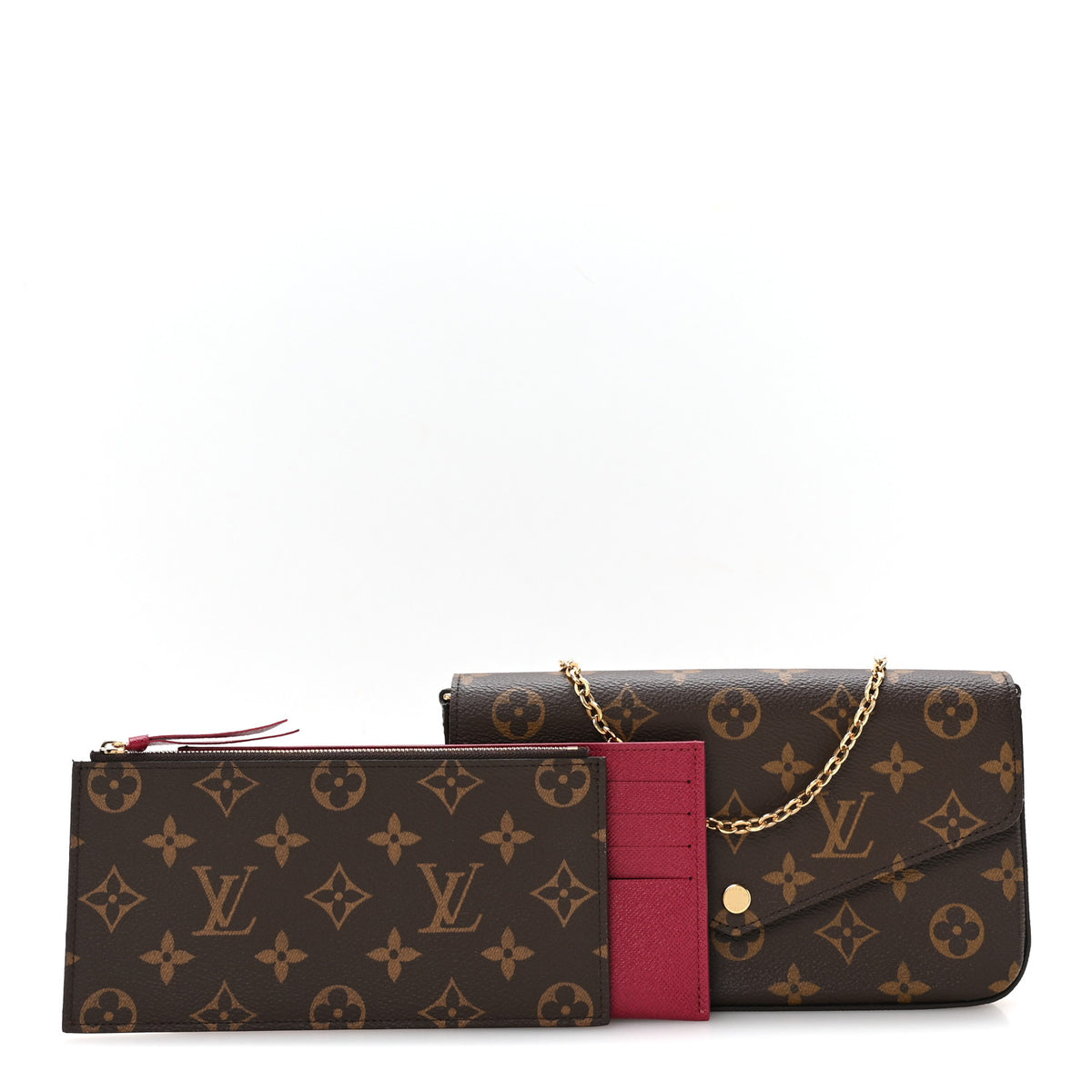 Monogram Pochette Felicie Chain Wallet Fuchsia
