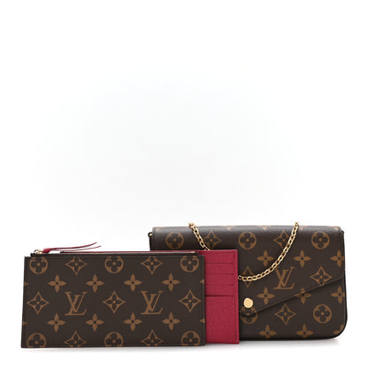 Louis Vuitton Monogram Pochette Felicie Chain Wallet Fuchsia 3 of 11