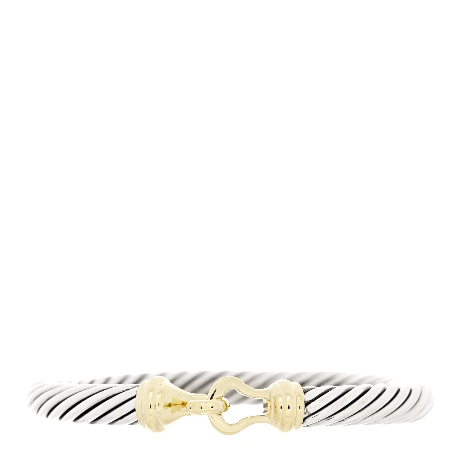 David Yurman Sterling Silver 14K Yellow Gold 7mm Cable Classic Buckle Bracelet 1 of 4
