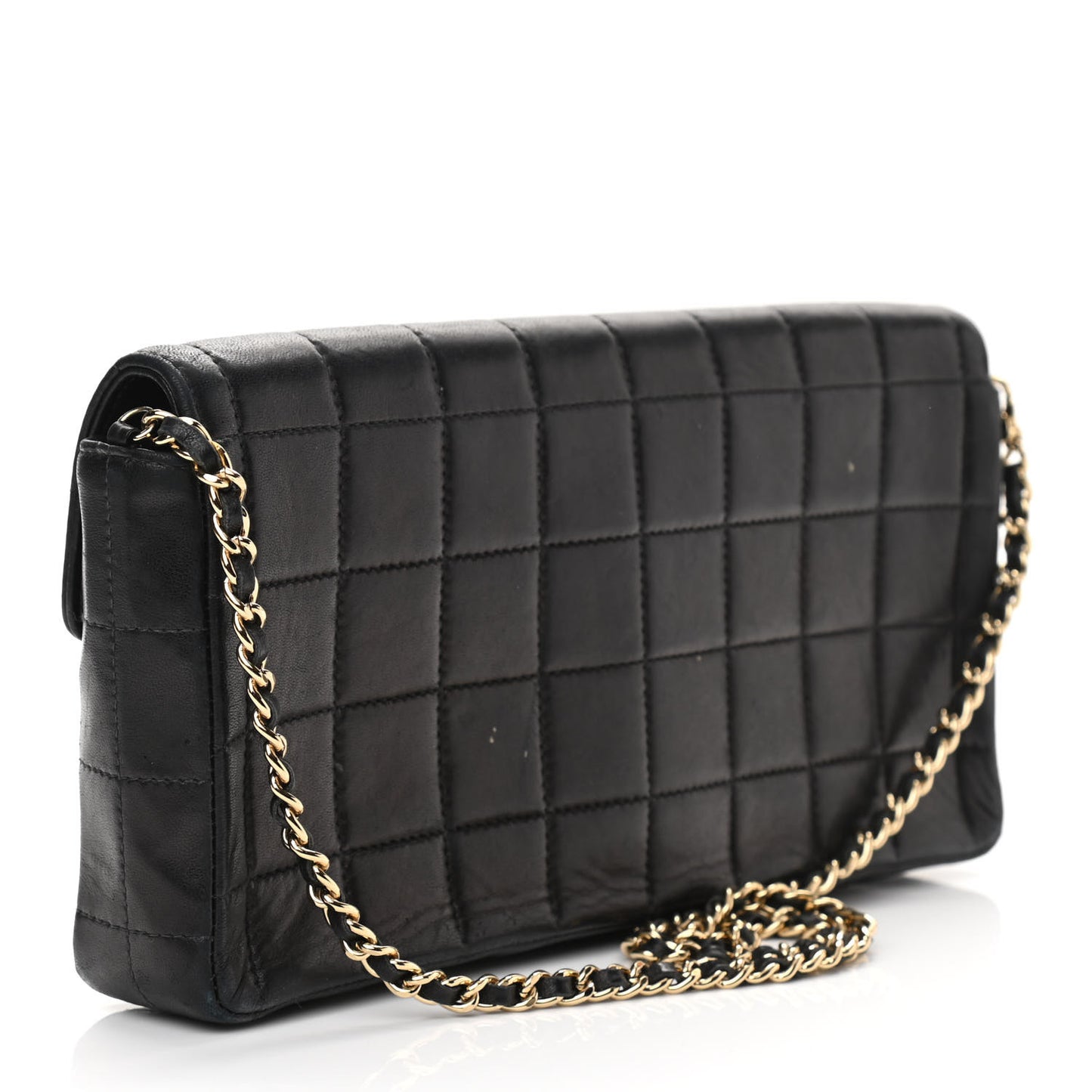 Lambskin East West Chocolate Bar Flap Black
