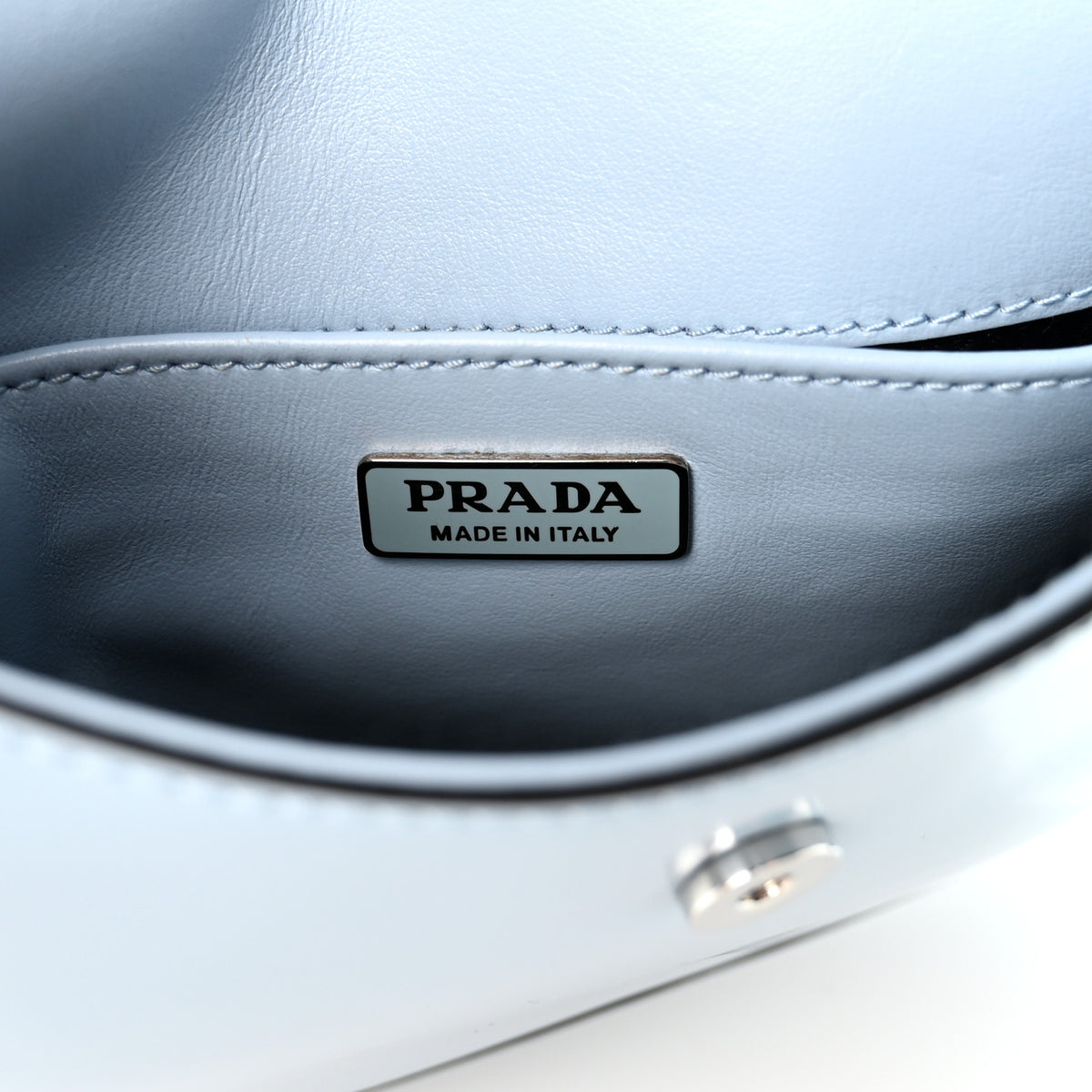 Prada Spazzolato Cleo Flap Shoulder Bag Celeste Black 6 of 10