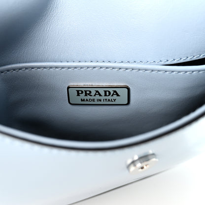 Prada Spazzolato Cleo Flap Shoulder Bag Celeste Black 6 of 10