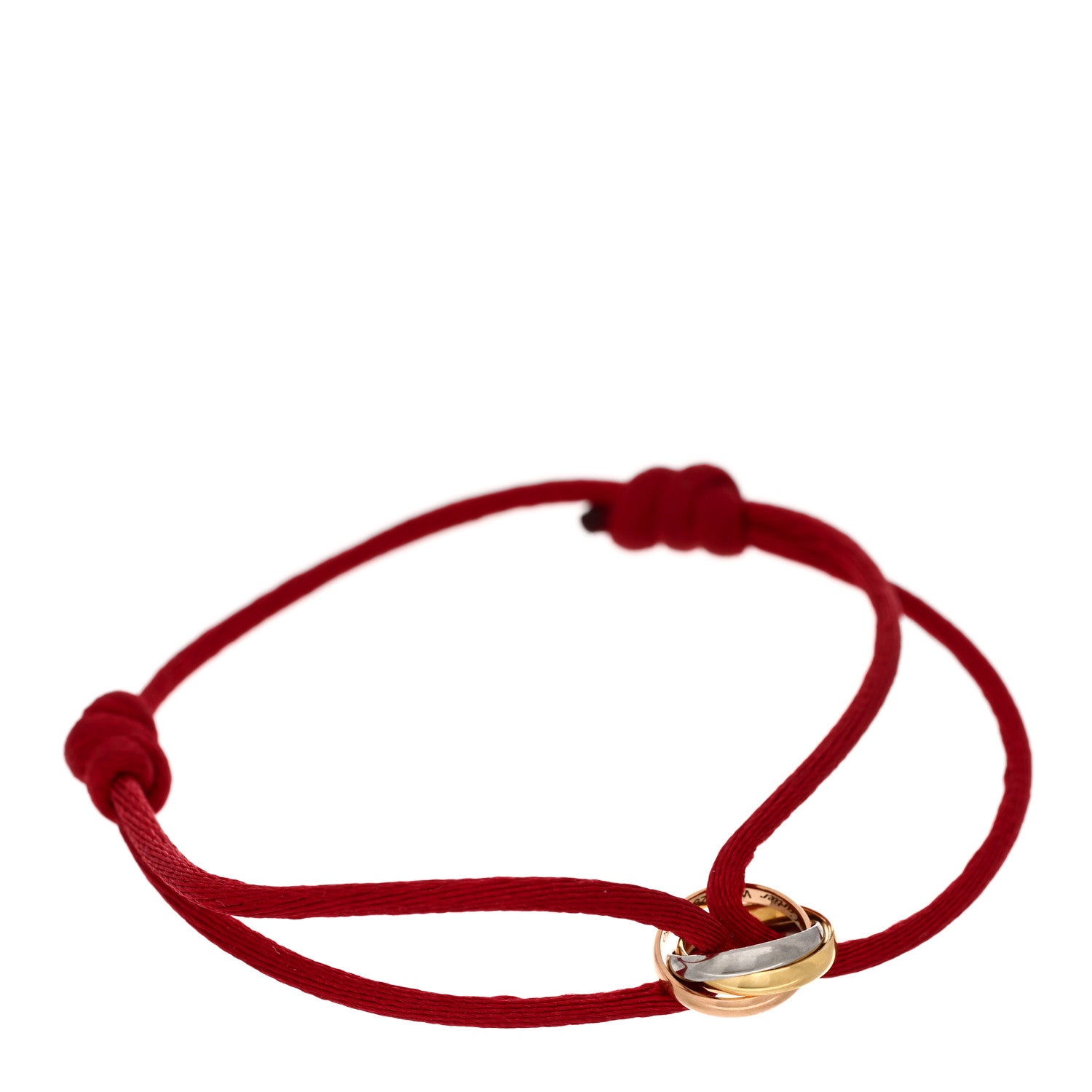Cartier 18K Pink Yellow White Gold Trinity Cord Bracelet Red 1 of 4