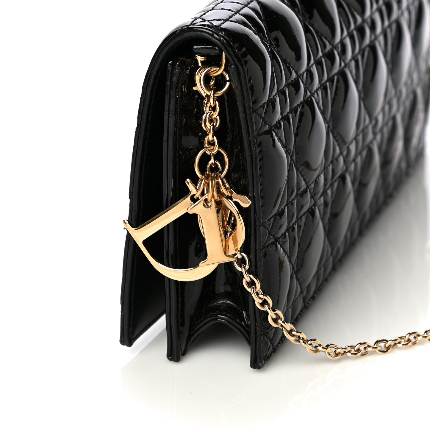 Patent Cannage Lady Dior Convertible Clutch Black