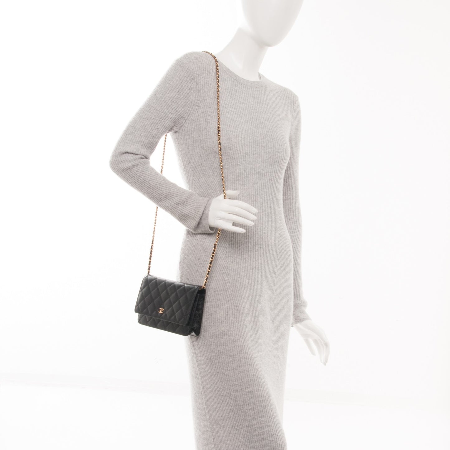 Caviar Quilted Wallet On Chain WOC Black