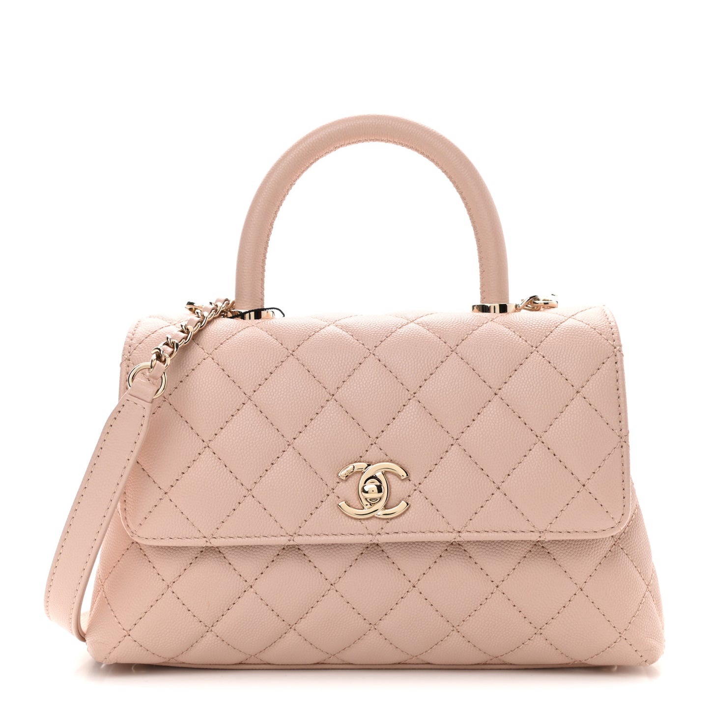 Caviar Quilted Mini Coco Handle Flap Light Pink