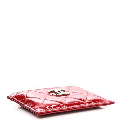 Chanel Patent Quilted Brilliant Card Holder Red 4 of 9