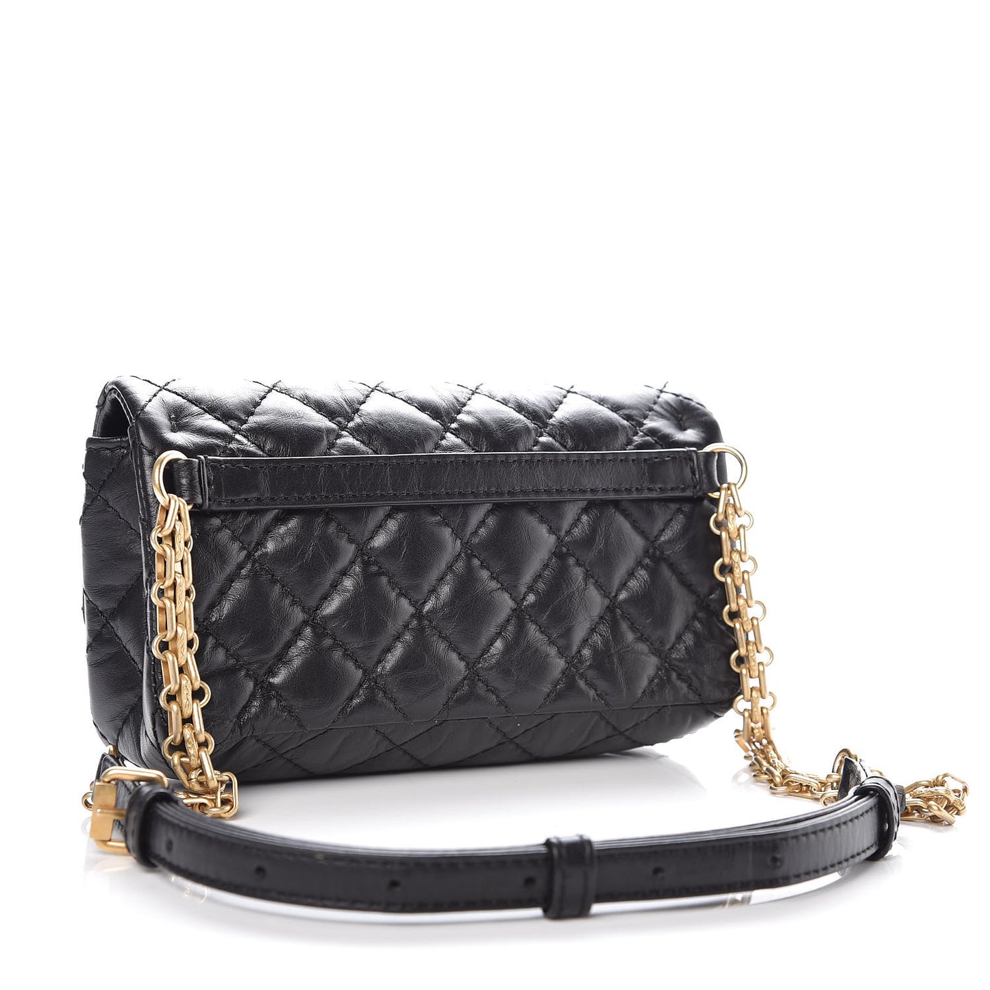 Aged Calfskin Quilted 2.55 Reissue Chain Waist Bag Black