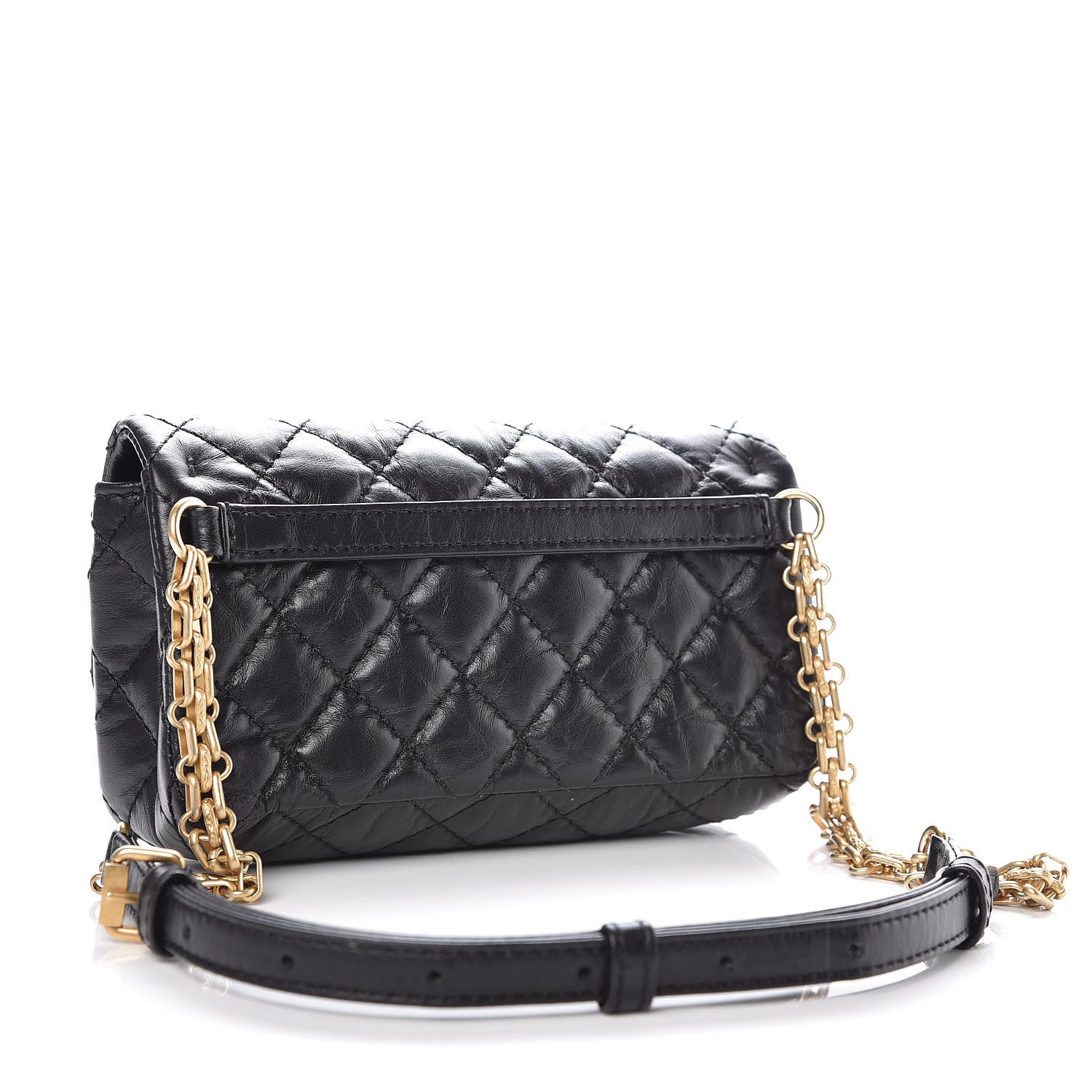 Chanel Aged Calfskin Quilted 2.55 Reissue Chain Waist Bag Black 3 of 10