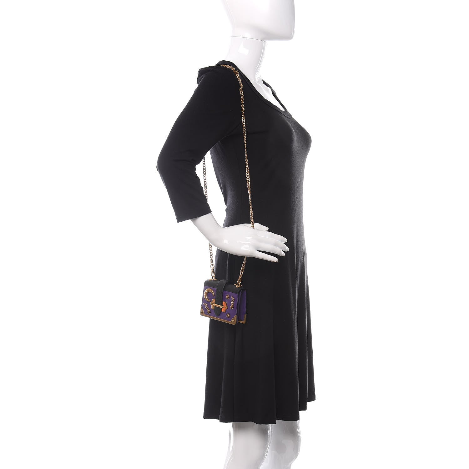 Prada Saffiano Astrology Mini Cahier Bag Viola Black 2 of 10