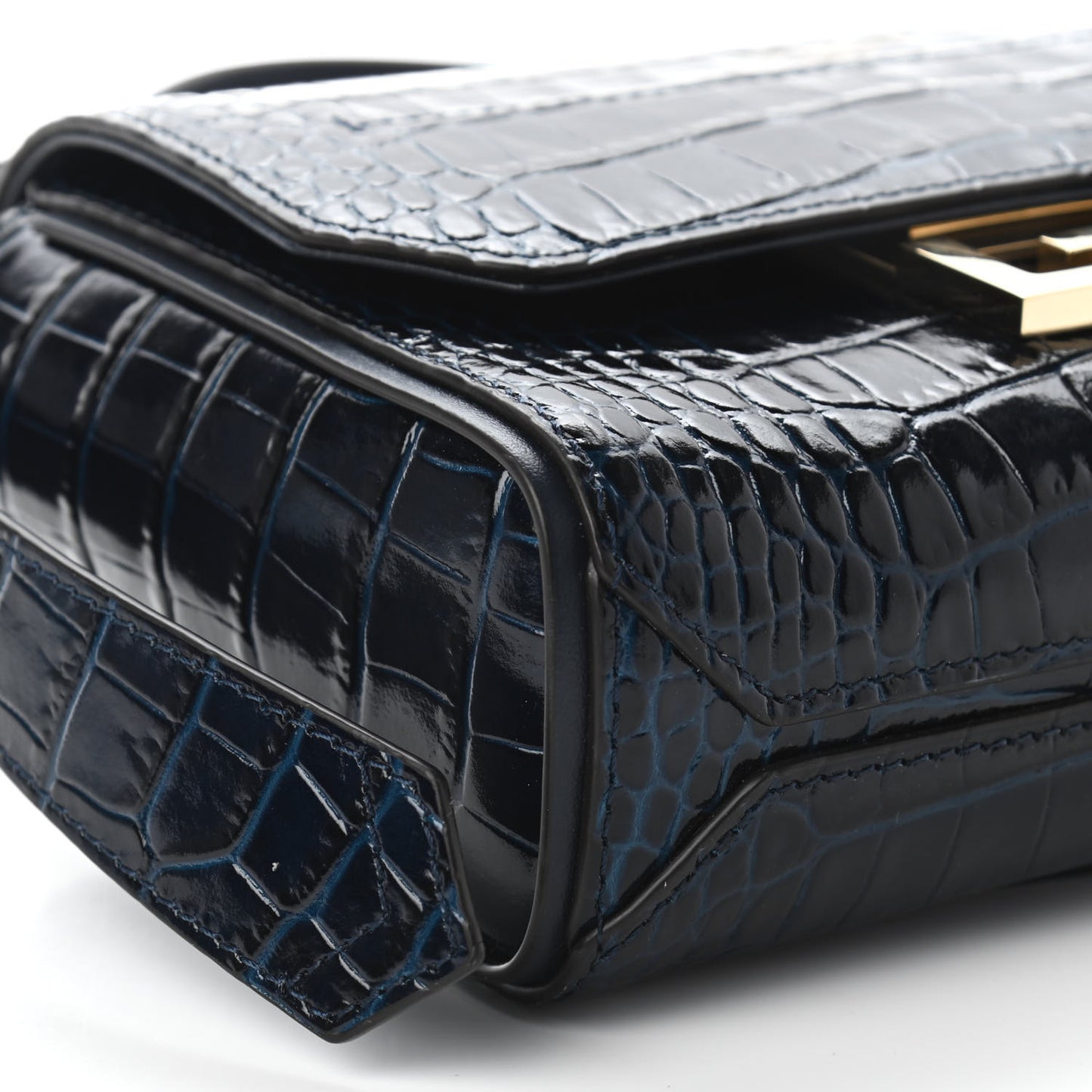 Crocodile Embossed Small ID Flap Navy