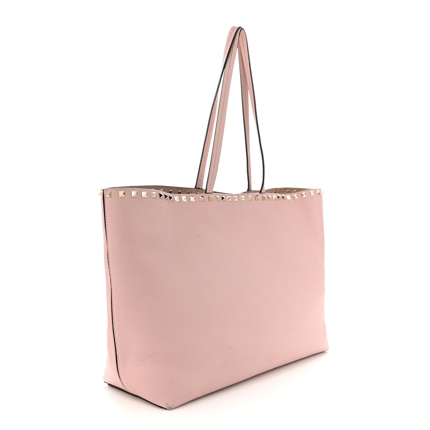 Valentino Garavani Grained Calfskin Rockstud Shoulder Tote Water Rose 3 of 14