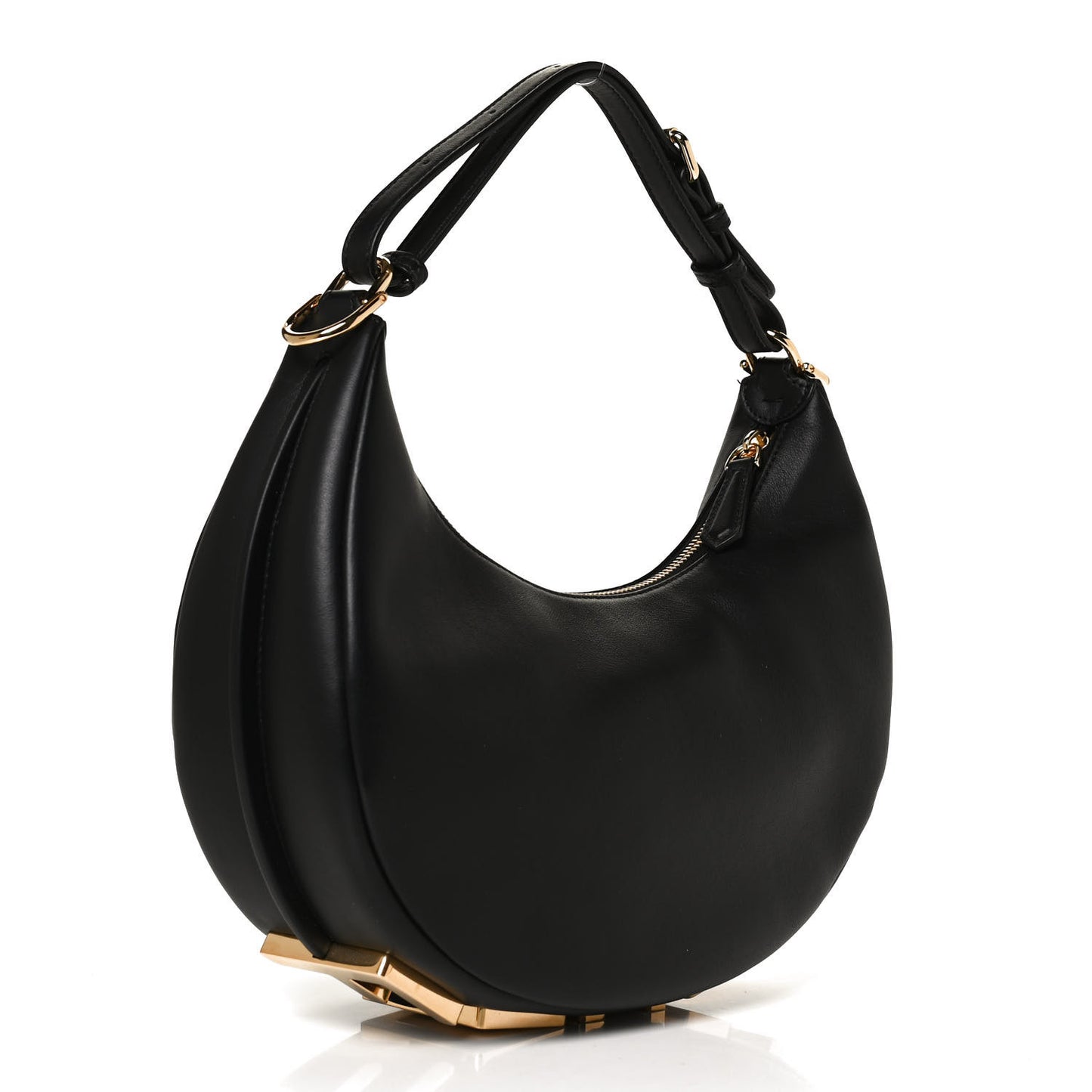 Vitello Grace Matte Small Fendigraphy Hobo Bag Black