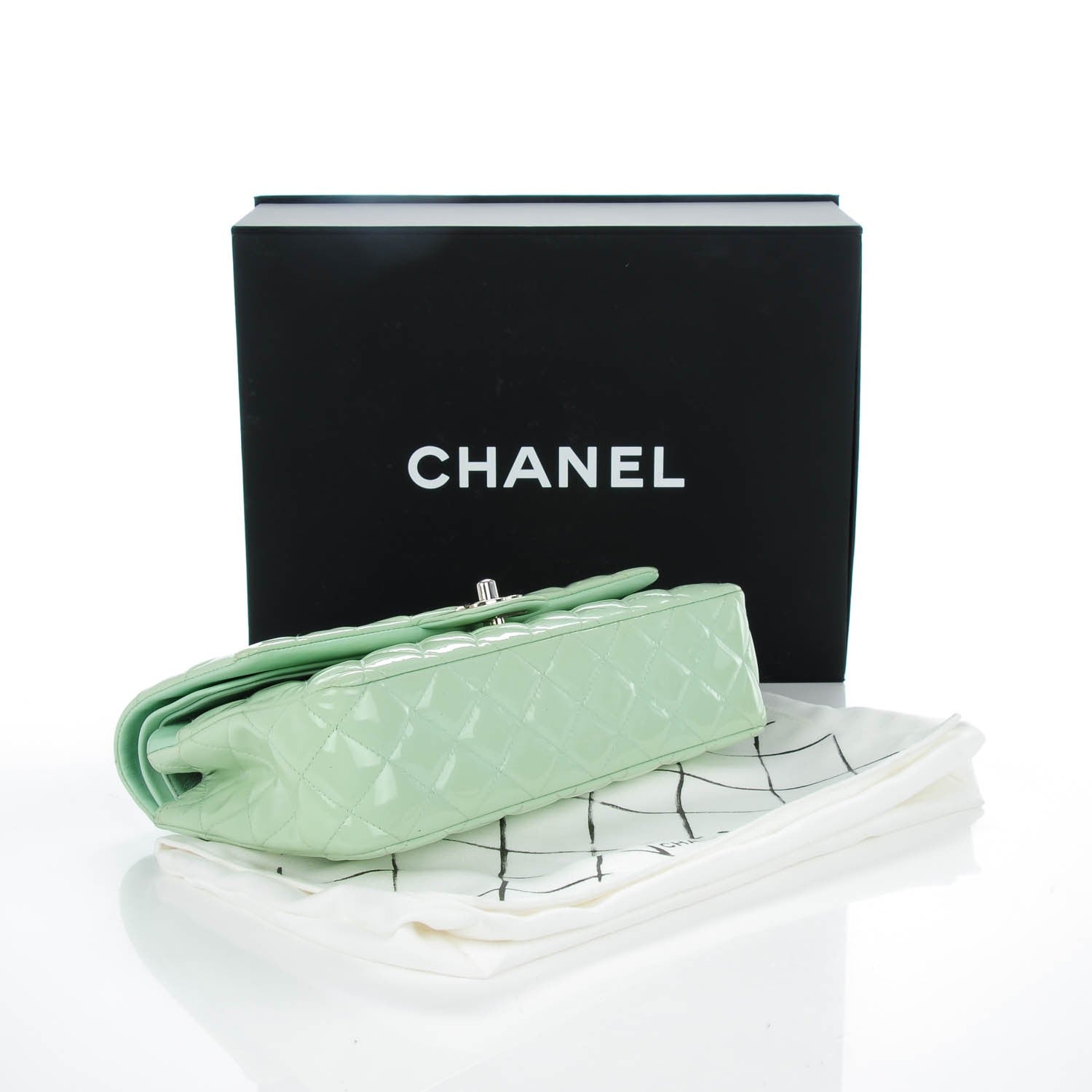 Chanel Patent Calfskin Quilted Medium Double Flap Light Green 4 of 8