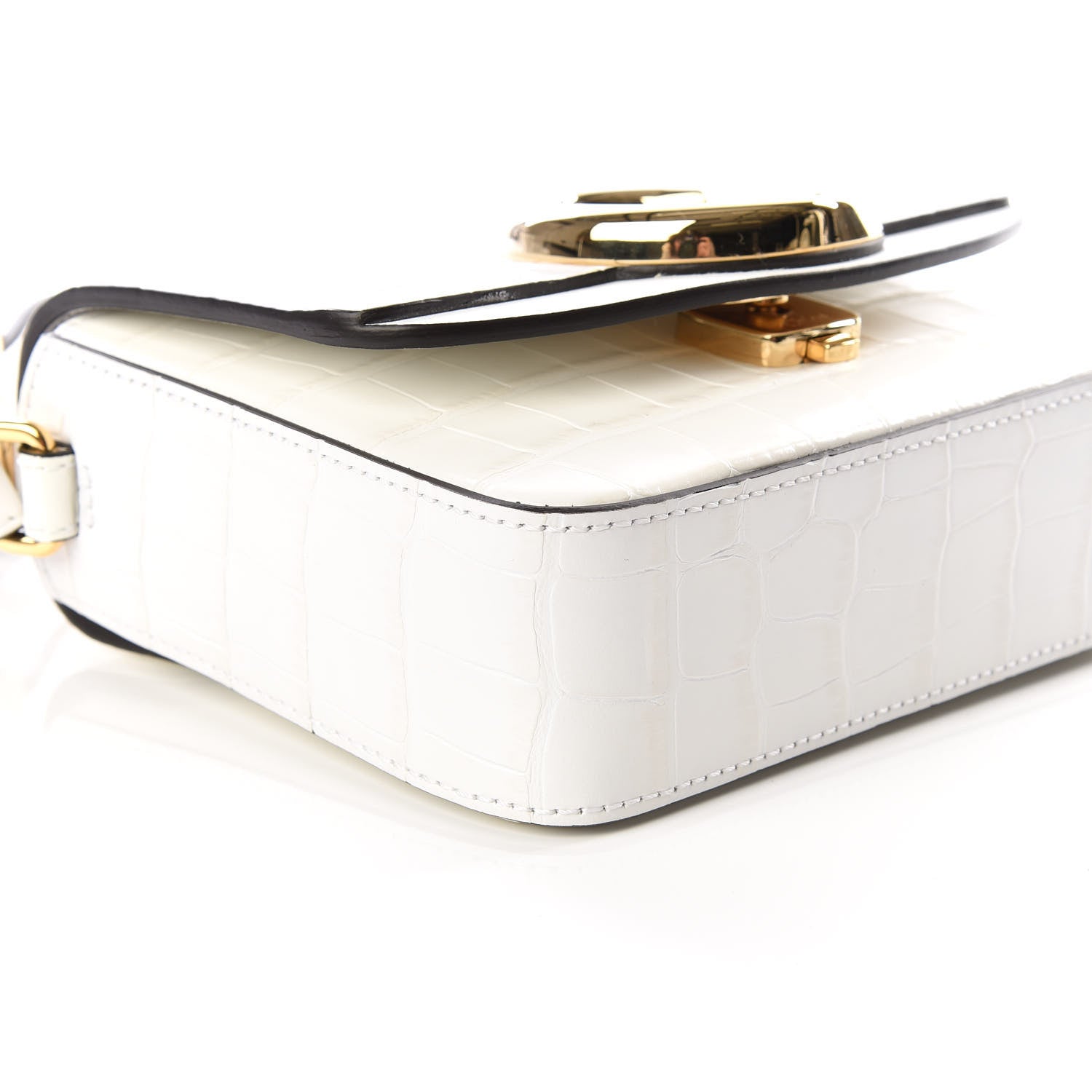 Chloe Calfskin Crocodile Embossed Mini C Double Carry Brilliant White 5 of 8