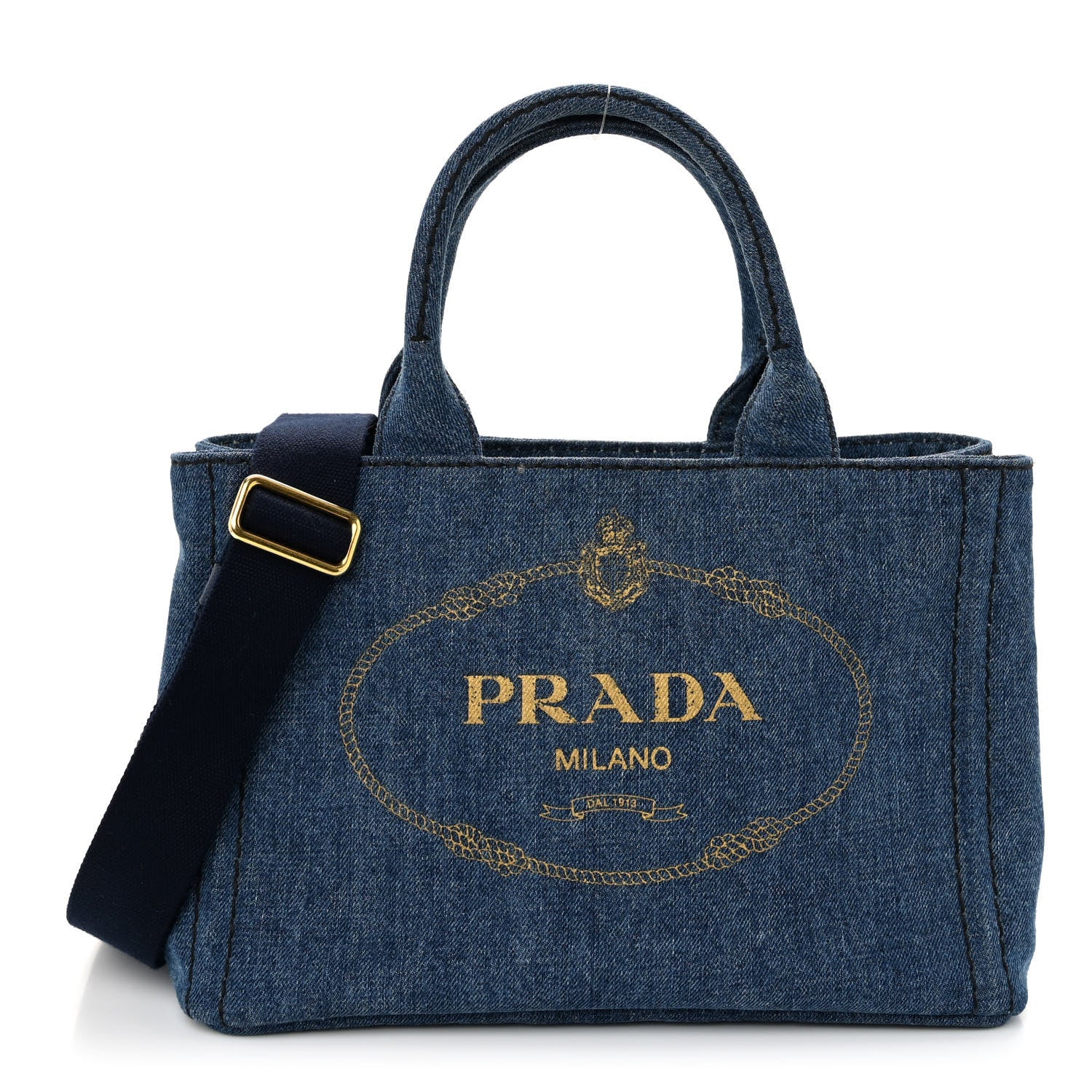 Prada Denim Small Logo Tote Bleu 1 of 9