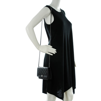 Chanel Lambskin Quilted Boy Wallet On Chain WOC Black 2 of 8