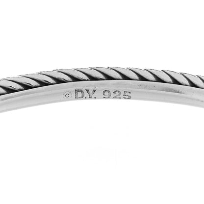 David Yurman Sterling Silver Diamond 3mm Square Station Cable Bangle Bracelet 3 of 4
