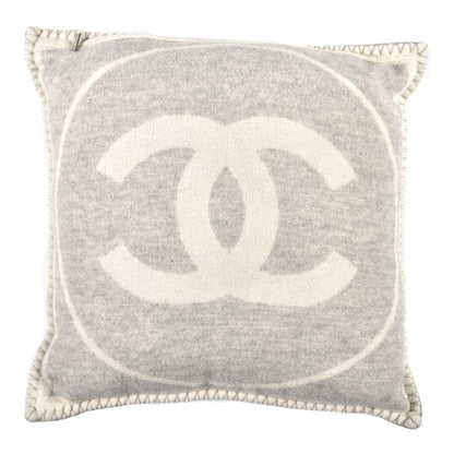 Chanel Merino Wool Cashmere CC Pillow Grey Off White 2 of 3