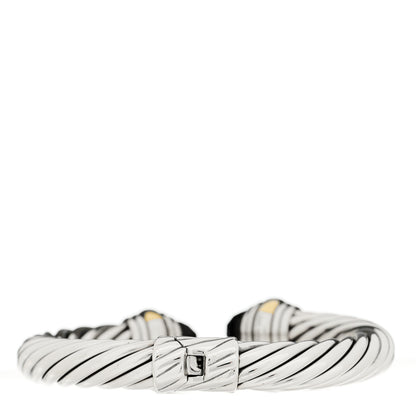 David Yurman Sterling Silver 14K Yellow Gold Black Onyx 10mm Cable Classics Hinged Bracelet 2 of 3