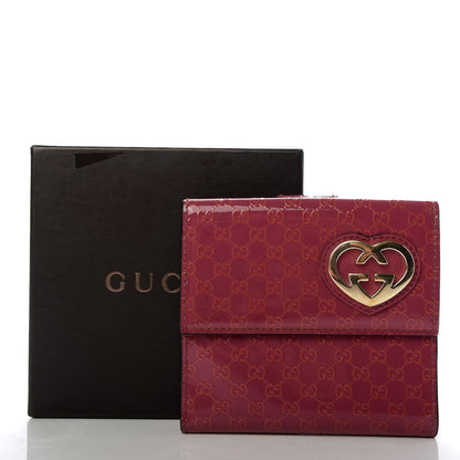 Gucci Patent Microguccissima Lovely Heart French Flap Wallet Red 11 of 11