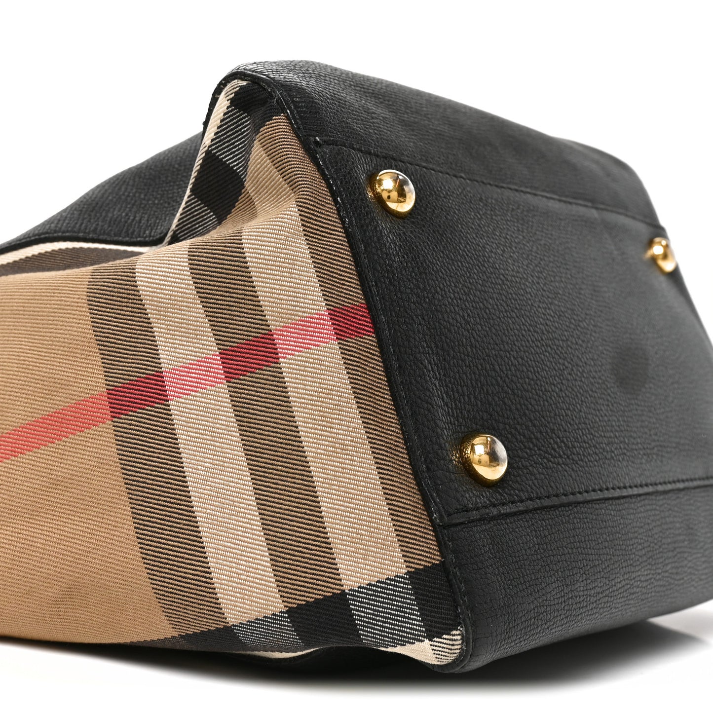 Grainy Calfskin House Check Small Canterbury Tote Black
