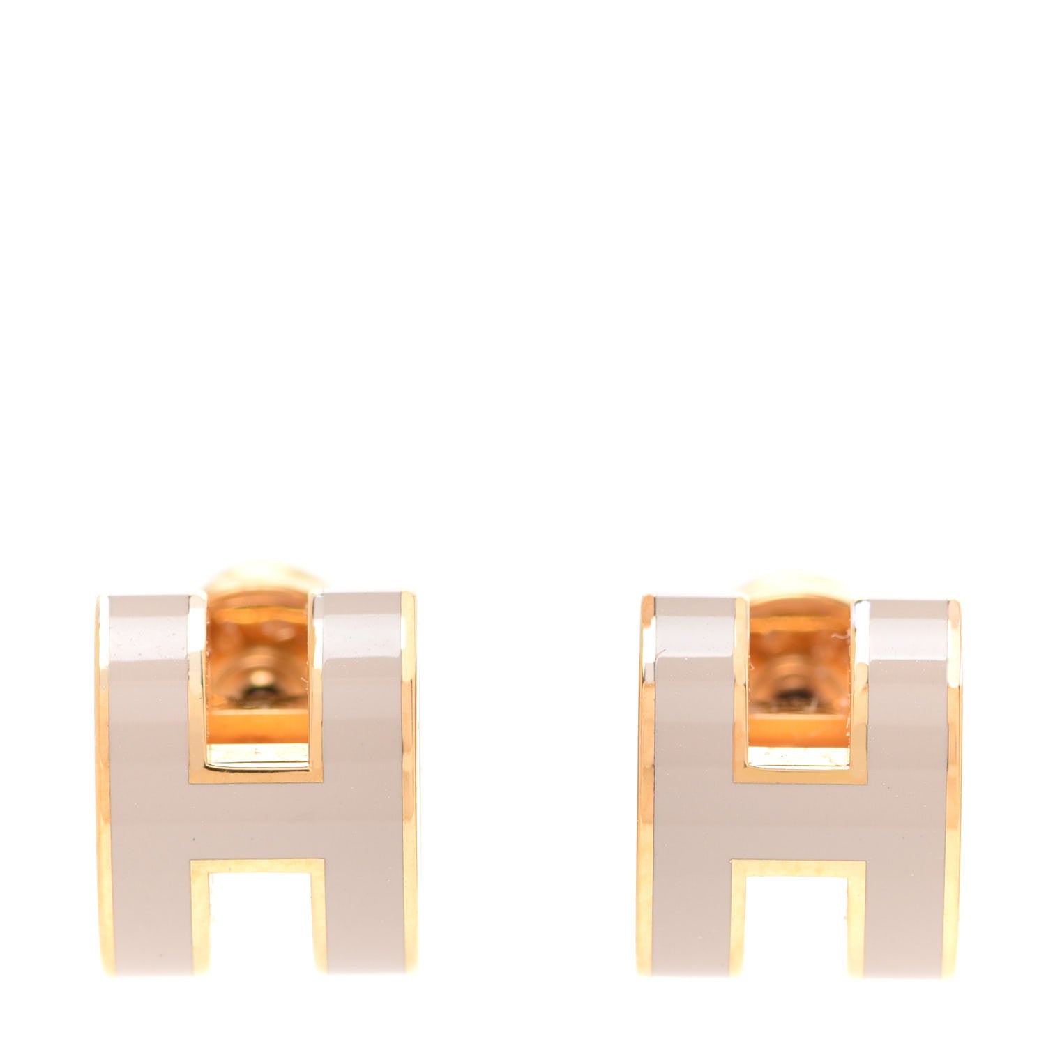Hermes Gold Lacquered Mini Pop H Earrings Marron Glace 1 of 6
