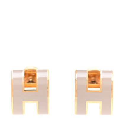 Hermes Gold Lacquered Mini Pop H Earrings Marron Glace 1 of 6