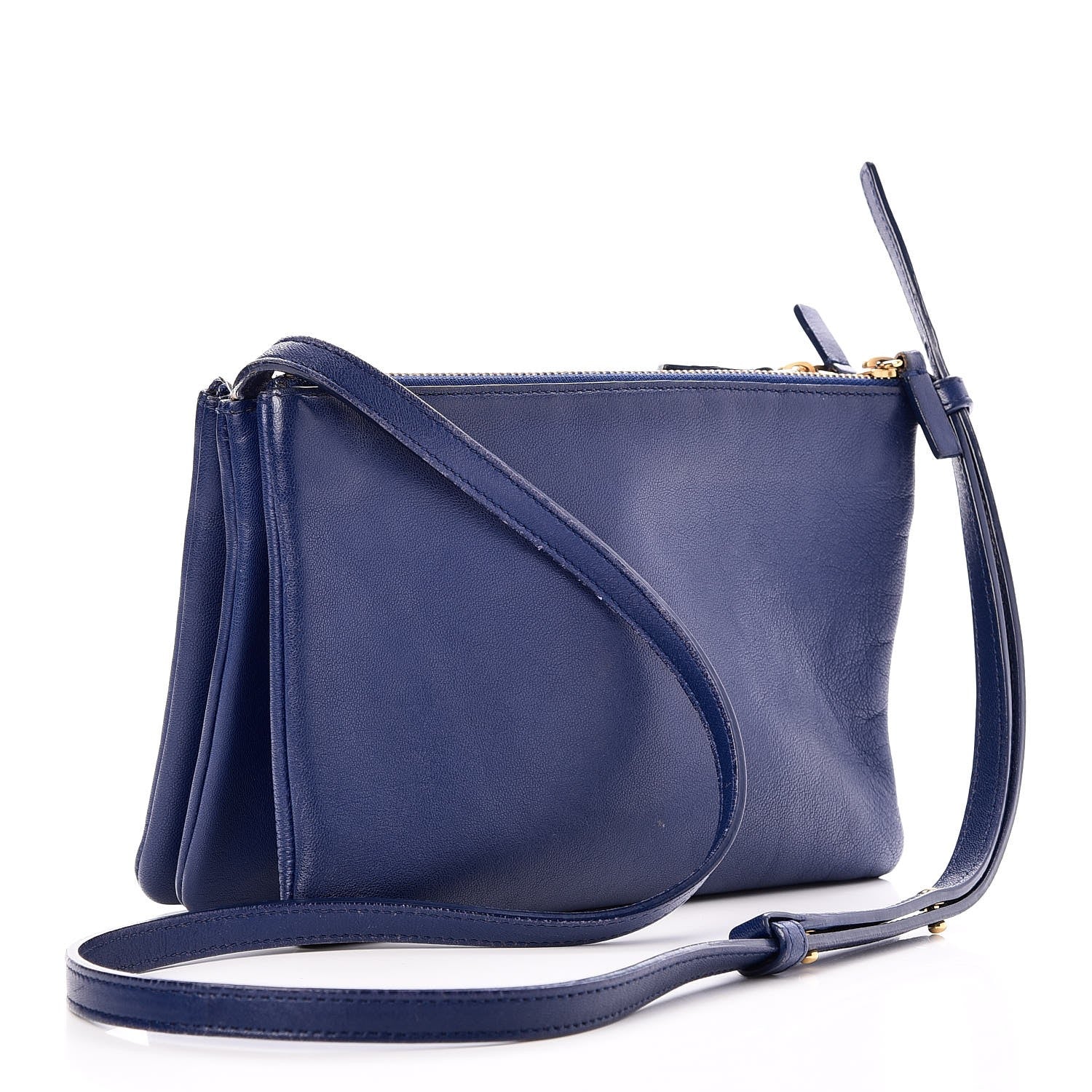 Celine Lambskin Small Trio Crossbody Bag Indigo 3 of 9