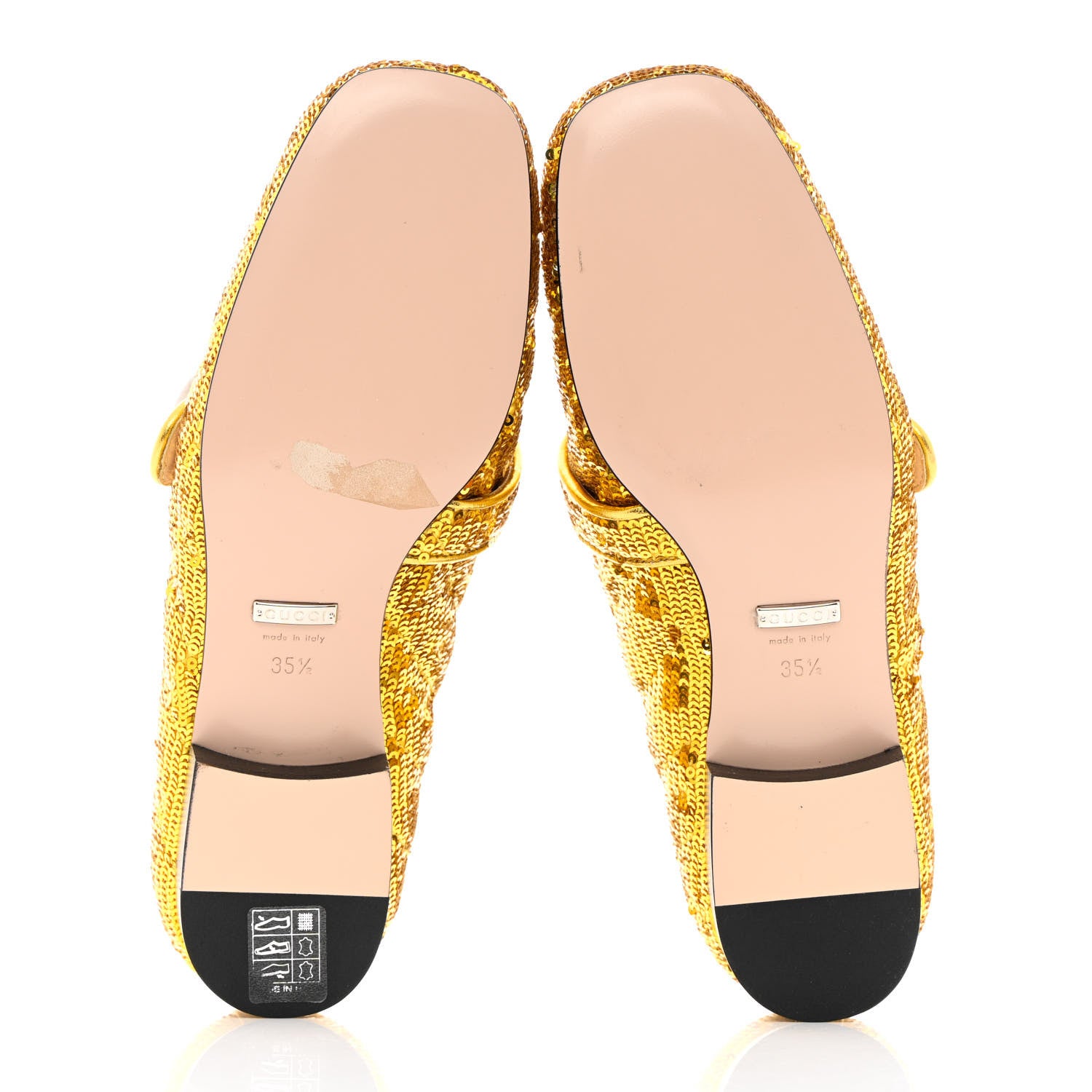 Gucci Sequin Satin Matelasse GG Marmont Moccasin Loafers 35.5 Gold Yellow Giallo Oro Vecchio 5 of 13