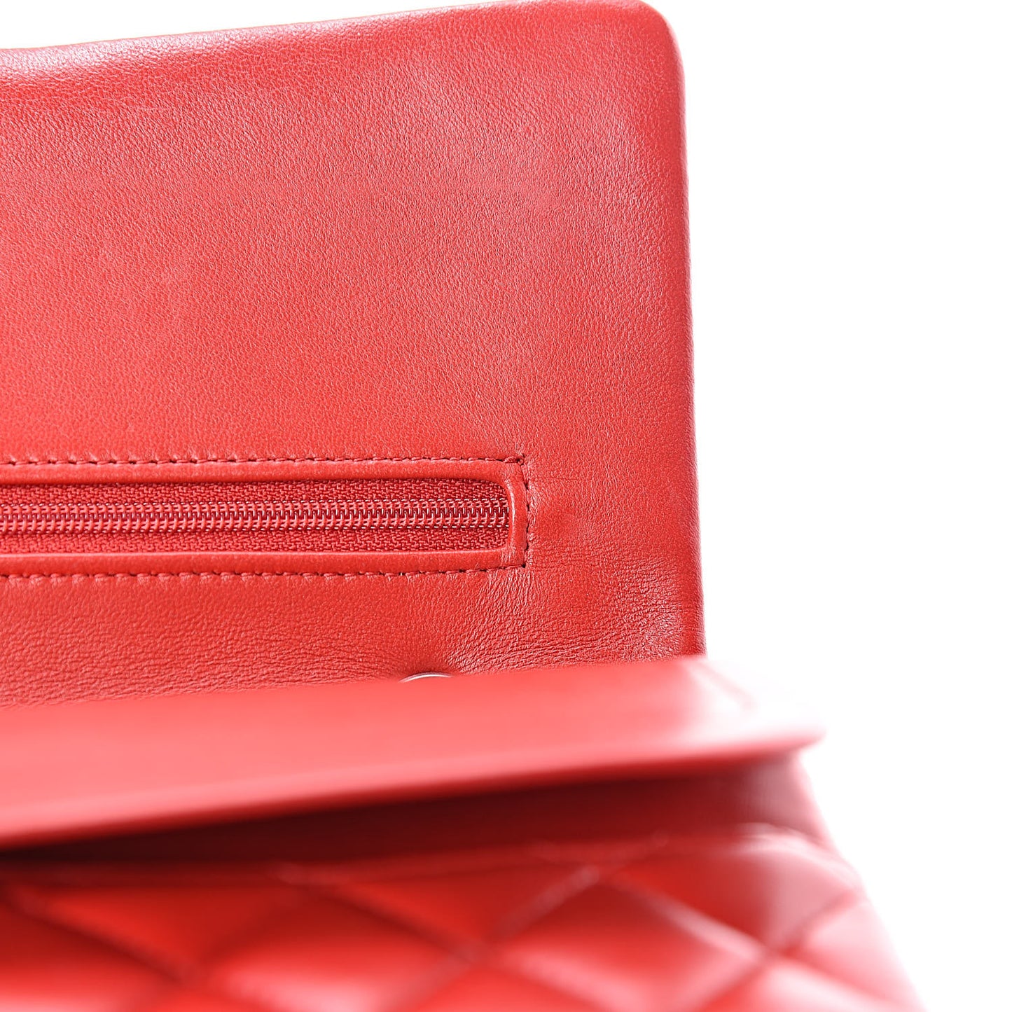 Lambskin Quilted Medium Double Flap Red