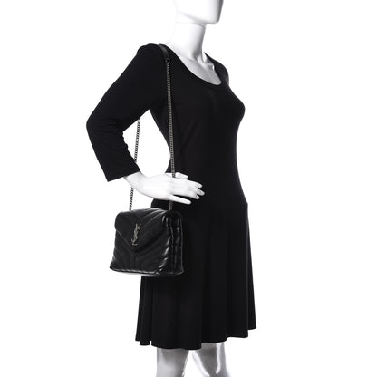 Saint Laurent Calfskin Y Quilted Monogram Small Loulou Chain Satchel Black 2 of 21